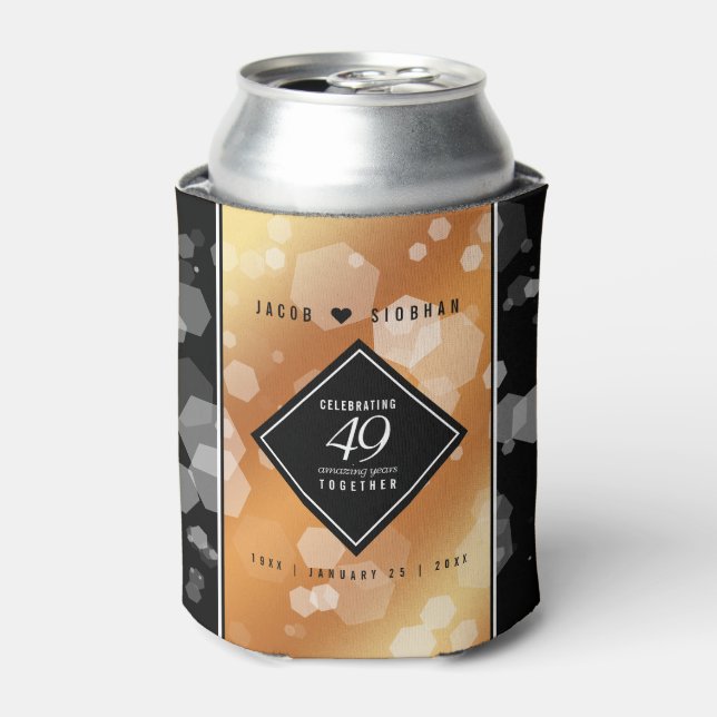 Elegant 49th Copper Wedding Anniversary Can Cooler (Can Front)