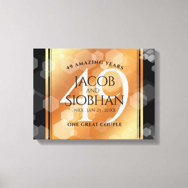 Elegant 49th Copper Wedding Anniversary Canvas Print (Front)