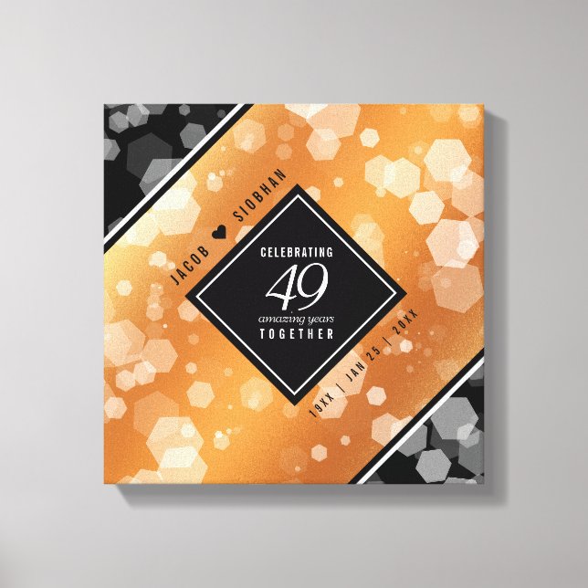 Elegant 49th Copper Wedding Anniversary Canvas Print (Front)