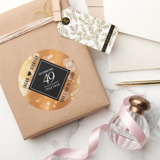 Elegant 49th Copper Wedding Anniversary Classic Round Sticker (Gifting)