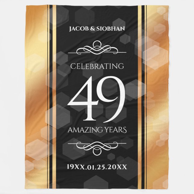 Elegant 49th Copper Wedding Anniversary Fleece Blanket (Front)