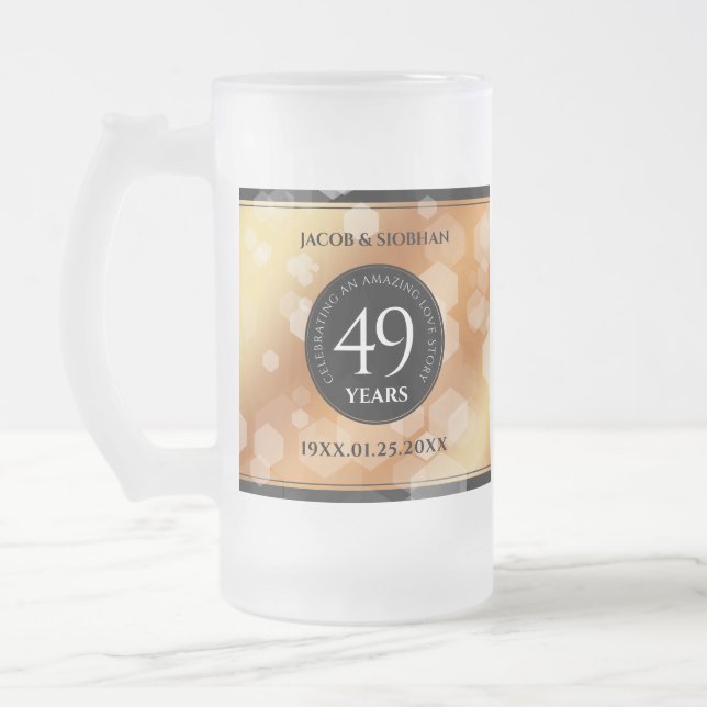 Elegant 49th Copper Wedding Anniversary Frosted Glass Beer Mug (Left)