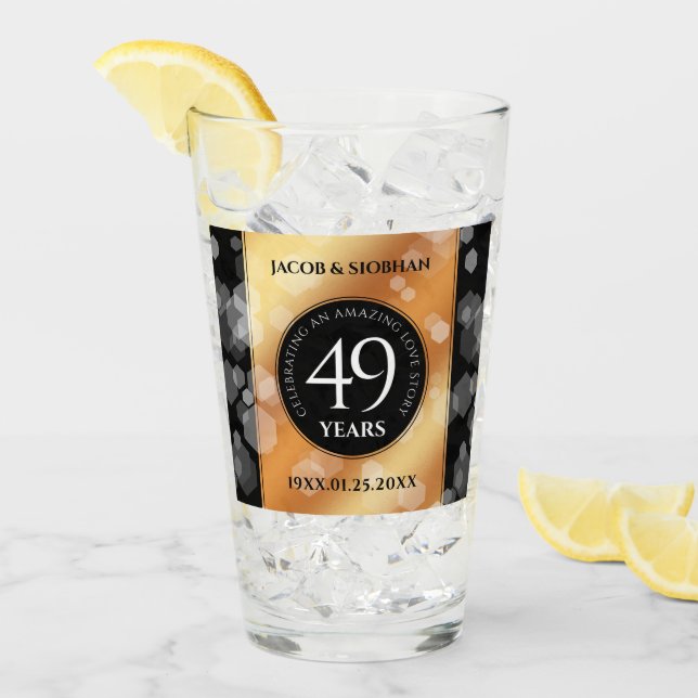 Elegant 49th Copper Wedding Anniversary Glass (Front Ice)