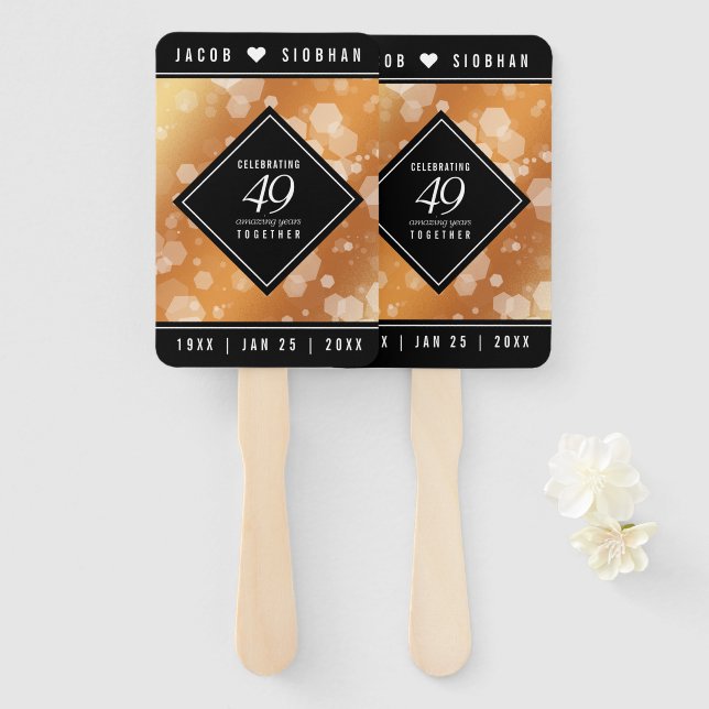 Elegant 49th Copper Wedding Anniversary Hand Fan (Front and Back)