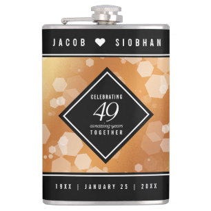 Elegant 49th Copper Wedding Anniversary Hip Flask