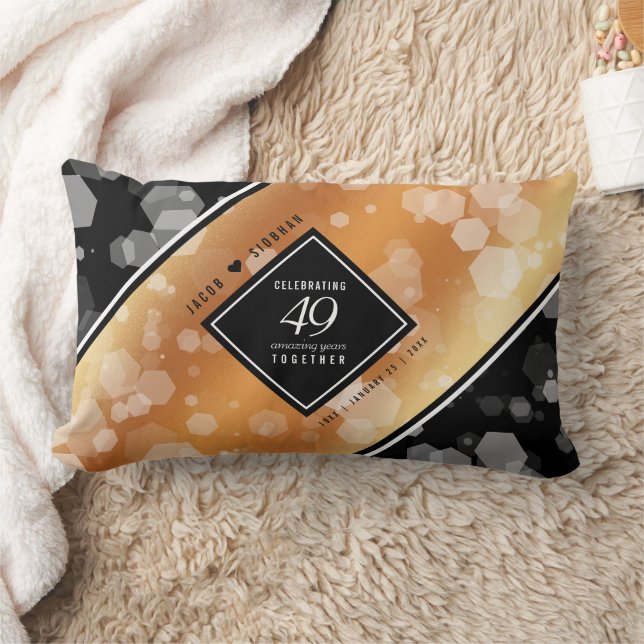 Elegant 49th Copper Wedding Anniversary Lumbar Cushion (Blanket)