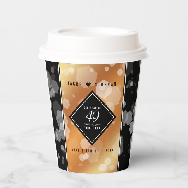 Elegant 49th Copper Wedding Anniversary Paper Cups (Front)