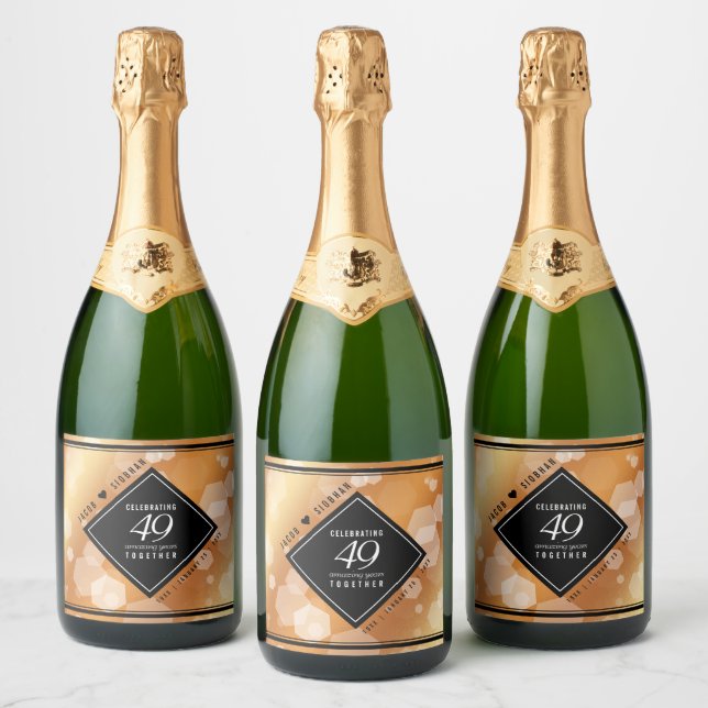 Elegant 49th Copper Wedding Anniversary Sparkling Wine Label (Bottles)
