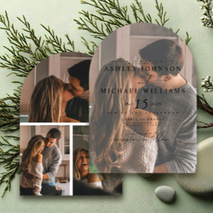 Elegant 4 Photo Arch Overlay Wedding Invitation