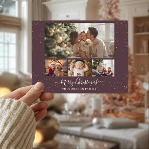 Elegant 4 Photo Christmas Card
