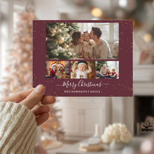 Elegant 4 Photo Christmas Card