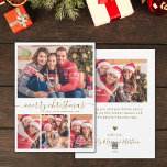 Elegant 4 Photo Collage Gold Script Christmas  Holiday Card<br><div class="desc">Minimalist, Elegant Calligraphy 4 Photo Collage "Merry Christmas" Script White and Gold Holiday Card. This festive, simple, whimsical four (4) photo holiday card template features a pretty photo collage and says „Merry Christmas”! The „Merry Christmas” greeting text is written in a beautiful hand lettered swirly swash-tail font type in gold...</div>