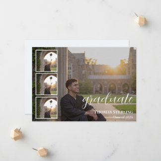 Elegant 4-Photo Collage Graduation Announcement