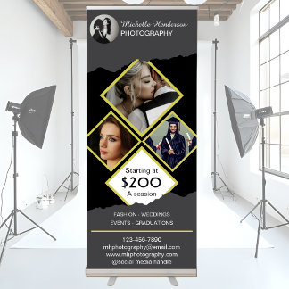 Elegant 4 Photo Photography Business Professional Retractable Banner