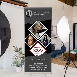 Elegant 4 Photo Professional Photographer Retractable Banner