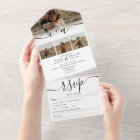 Elegant 4 Photos black white modern script wedding