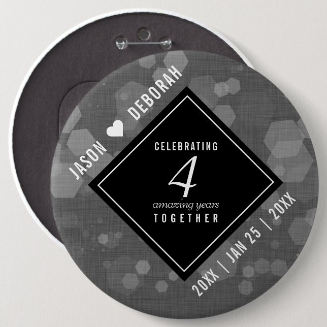 Elegant 4th Linen Wedding Anniversary Celebration 6 Cm Round Badge (Front & Back)