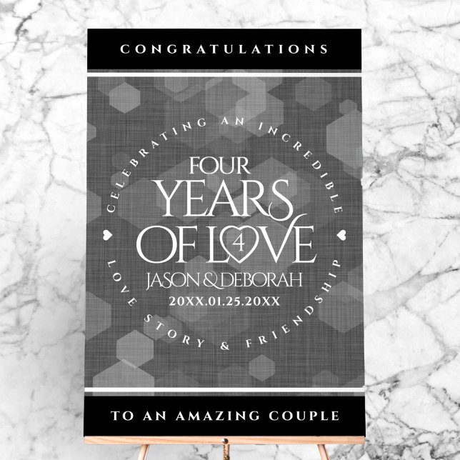 Elegant 4th Linen Wedding Anniversary Celebration Acrylic Sign (Elegant 4th Linen Wedding Anniversary Acrylic Sign Cover Photo)