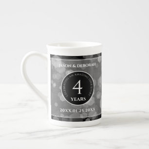Elegant 4th Linen Wedding Anniversary Celebration Bone China Mug