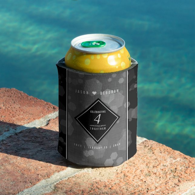 Elegant 4th Linen Wedding Anniversary Celebration Can Cooler (In Situ Pool)