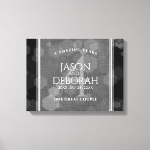 Elegant 4th Linen Wedding Anniversary Celebration Canvas Print