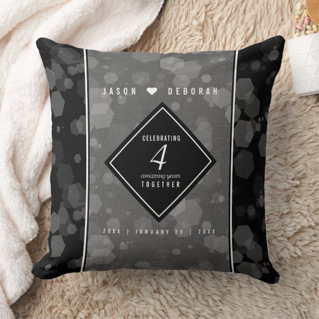 Elegant 4th Linen Wedding Anniversary Celebration Cushion (Blanket)