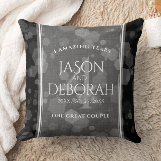Elegant 4th Linen Wedding Anniversary Celebration Cushion (Blanket)