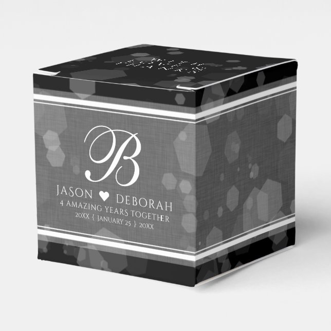 Elegant 4th Linen Wedding Anniversary Celebration Favour Box (Front Side)