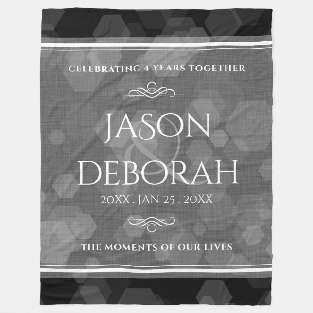 Elegant 4th Linen Wedding Anniversary Celebration Fleece Blanket (Front)