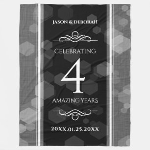Elegant 4th Linen Wedding Anniversary Celebration Fleece Blanket