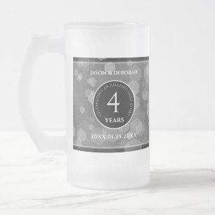 Elegant 4th Linen Wedding Anniversary Celebration Frosted Glass Beer Mug