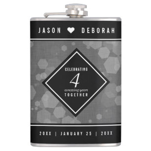 Elegant 4th Linen Wedding Anniversary Celebration Hip Flask