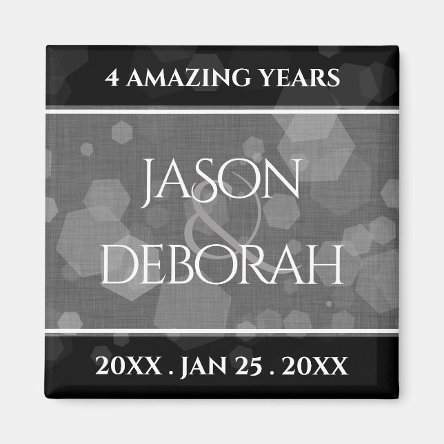 Elegant 4th Linen Wedding Anniversary Celebration Magnet (Front)