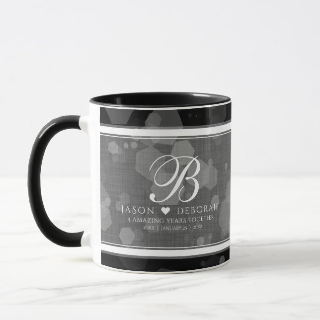 Elegant 4th Linen Wedding Anniversary Celebration Mug (Left)