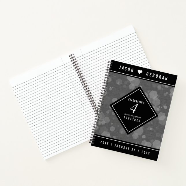 Elegant 4th Linen Wedding Anniversary Celebration Notebook (Inside)