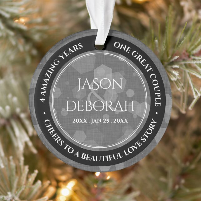 Elegant 4th Linen Wedding Anniversary Celebration Ornament (Tree)