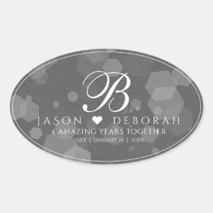Elegant 4th Linen Wedding Anniversary Celebration Oval Sticker