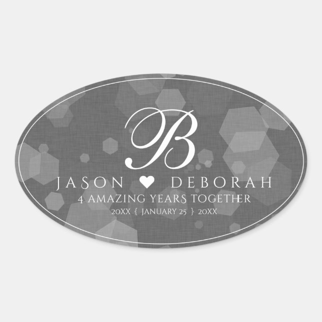 Elegant 4th Linen Wedding Anniversary Celebration Oval Sticker (Front)