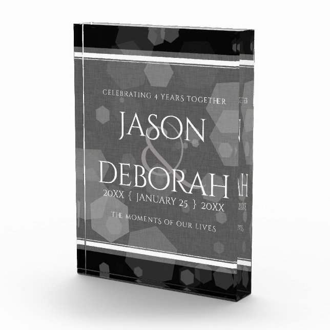 Elegant 4th Linen Wedding Anniversary Celebration Photo Block (Right)