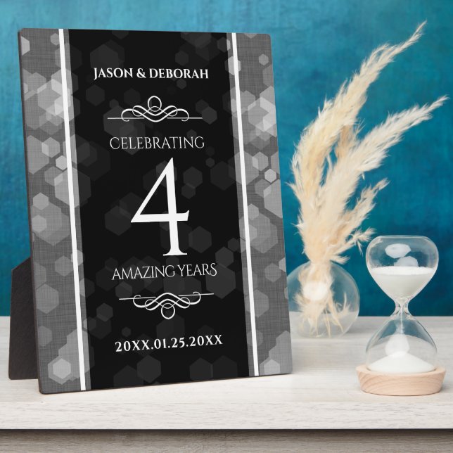 Elegant 4th Linen Wedding Anniversary Celebration Plaque (Side)