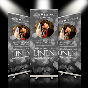 Elegant 4th Linen Wedding Anniversary Celebration Retractable Banner