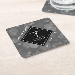 Elegant 4th Linen Wedding Anniversary Celebration Square Paper Coaster