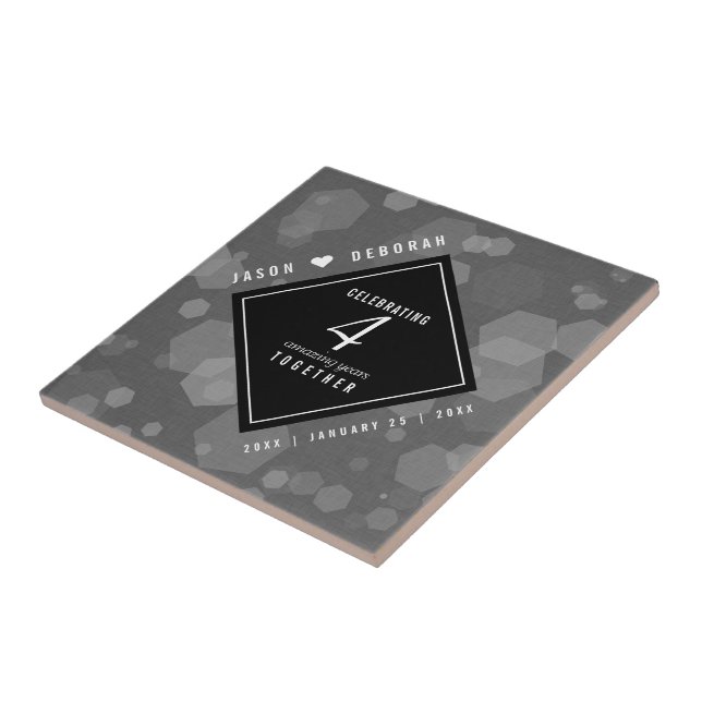 Elegant 4th Linen Wedding Anniversary Celebration Tile (Side)