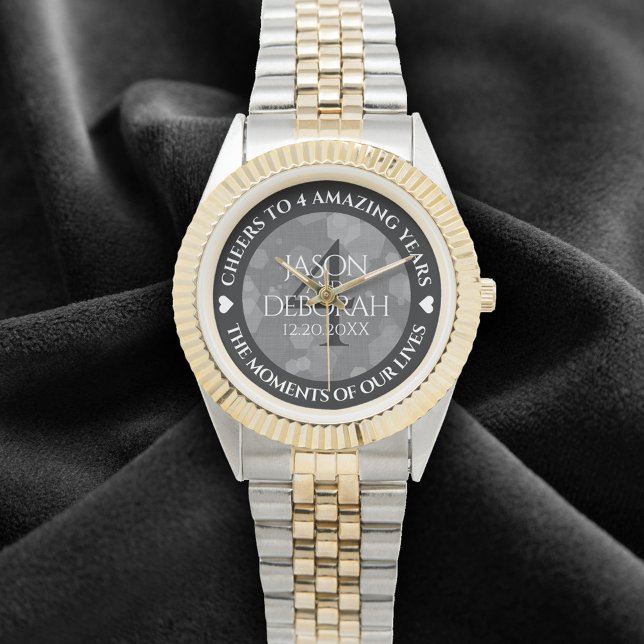 Elegant 4th Linen Wedding Anniversary Celebration Watch (Elegant 4th Linen Wedding Anniversary Wristwatch Cover Photo)
