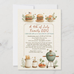 Elegant 4th of July BBQ Invitation – Soft Line Art