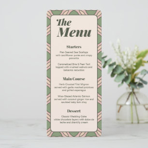 Elegant 4x9,25 Tall Geometric Wedding Menu Card