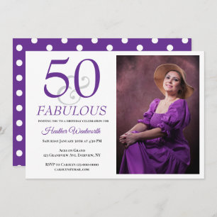 Elegant 50 and Fabulous 50th Birthday Photo Invitation