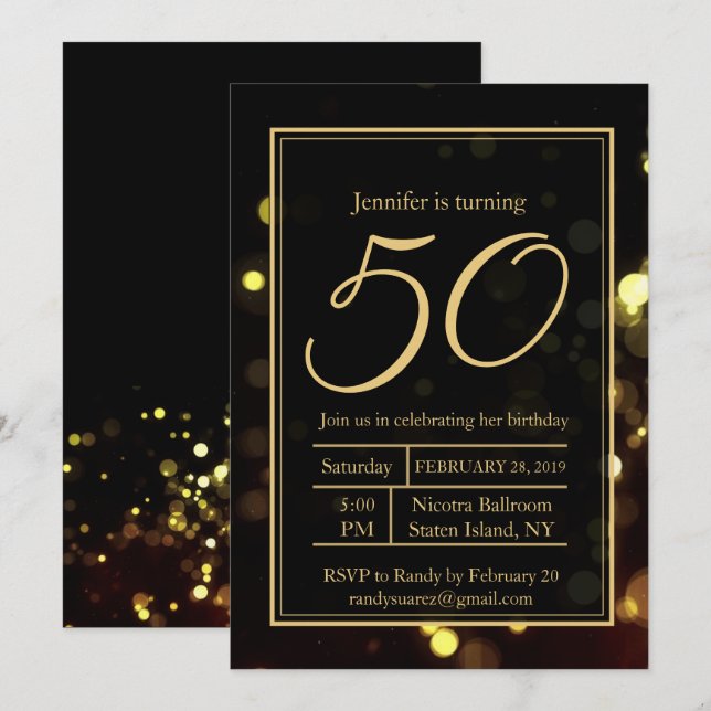 Elegant 50 and Fabulous Birthday Party Invitation (Front/Back)
