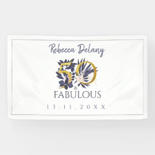 Elegant 50 and Fabulous Floral Gold 50th Birthday Banner