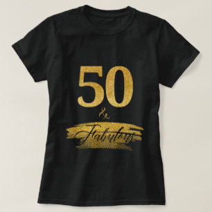 Elegant 50 and Fabulous in Gold and Black T-Shirt